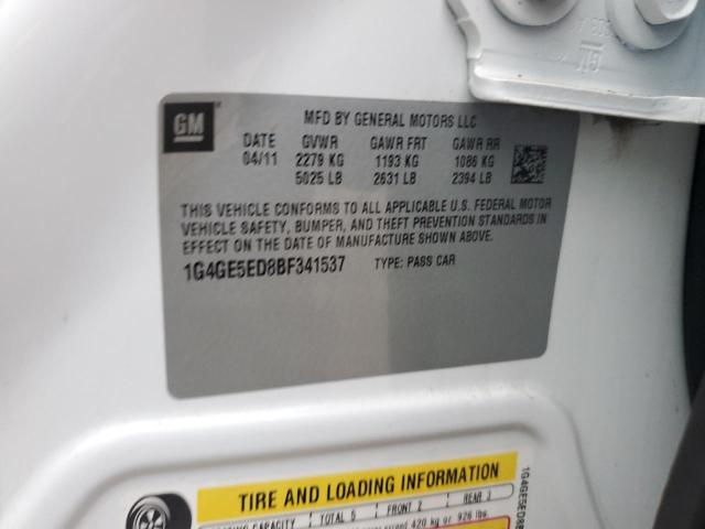 1G4GE5ED8BF341537 - 2011 BUICK LACROSSE CXS WHITE photo 12