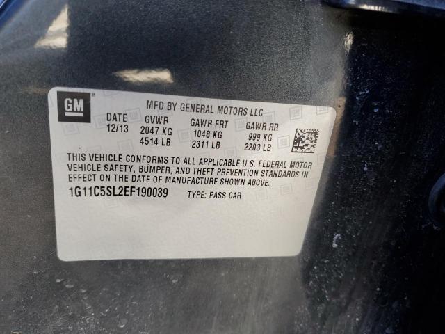 1G11C5SL2EF190039 - 2014 CHEVROLET MALIBU 1LT Szary zdjęcie 12