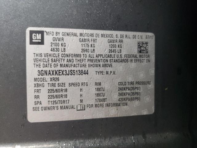 3GNAXKEX3JS513844 - 2018 CHEVROLET EQUINOX LT ნაცრისფერი ფოტო 13