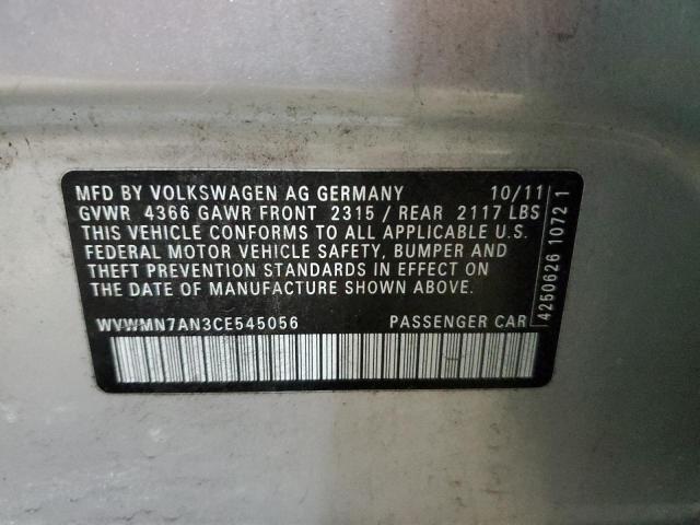 WVWMN7AN3CE545056 - 2012 VOLKSWAGEN CC SPORT SILVER photo 13