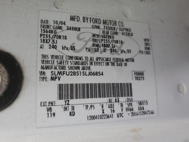 5LMFU28515LJ06854 - 2005 LINCOLN NAVIGATOR თეთრი ფოტო 13