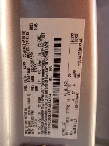 1FMCU0GX5FUA34324 - 2015 FORD ESCAPE SE SILVER photo 12