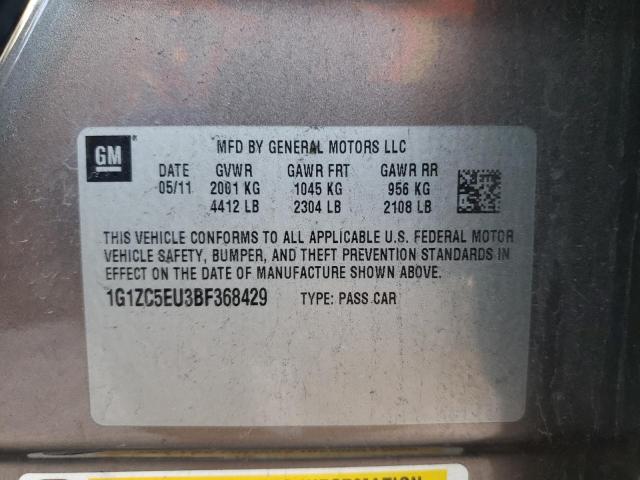 1G1ZC5EU3BF368429 - 2011 CHEVROLET MALIBU 1LT 棕色 照片 12