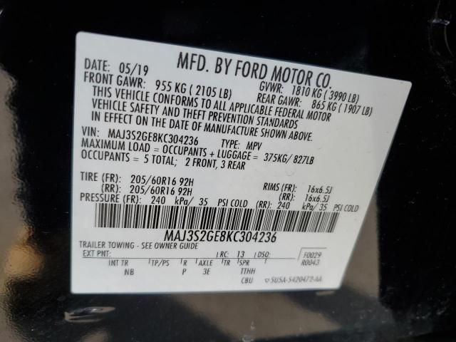 MAJ3S2GE8KC304236 - 2019 FORD ECOSPORT SE Schwarz Foto 13