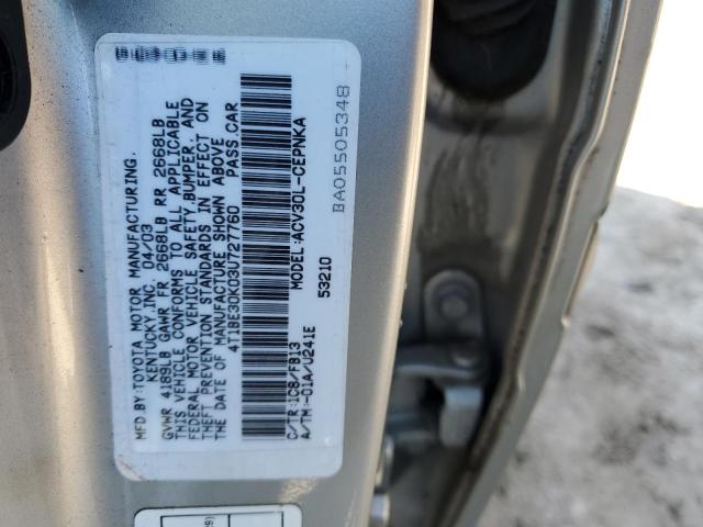 4T1BE30K03U727760 - 2003 TOYOTA CAMRY LE SILVER photo 13