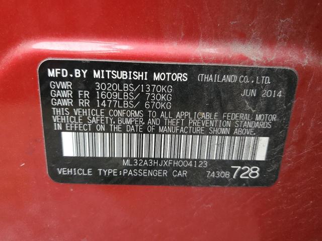 ML32A3HJXFH004123 - 2015 MITSUBISHI MIRAGE DE RED photo 12