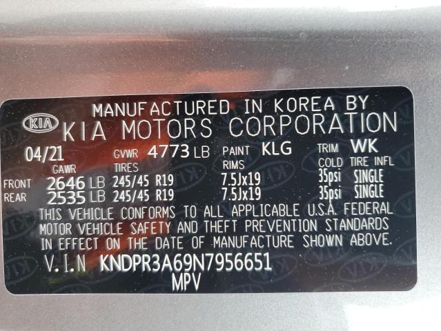 KNDPR3A69N7956651 - 2022 KIA SPORTAGE SX GRAY photo 14