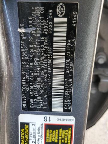 4T1BK1EB8DU055177 - 2013 TOYOTA AVALON BASE 灰色 照片 12