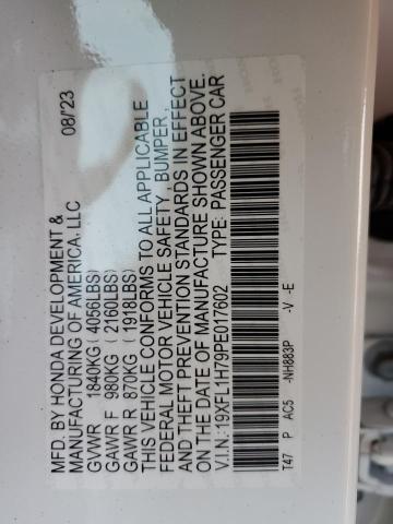 19XFL1H79PE017602 - 2023 HONDA CIVIC EXL თეთრი ფოტო 12