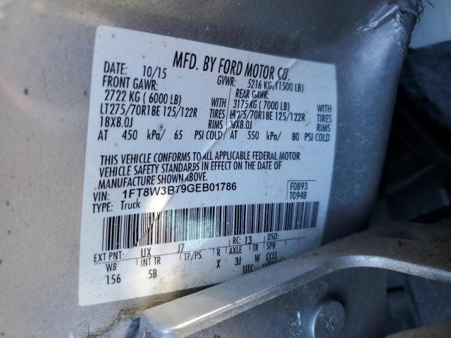 1FT8W3BT9GEB01786 - 2016 FORD F350 SUPER DUTY SILVER photo 12