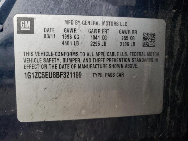 1G1ZC5EU8BF321199 - 2011 CHEVROLET MALIBU 1LT 蓝色 照片 12