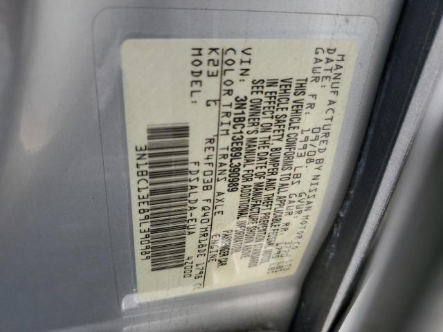 3N1BC13E89L390989 - 2009 NISSAN VERSA S SILVER photo 12