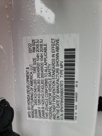 5FNYF8H53NB007873 - 2022 HONDA PASSPORT EXL Ağ foto 13