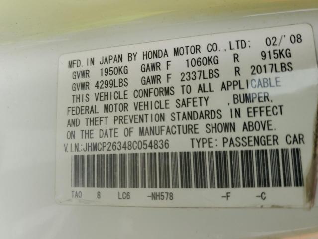 JHMCP26348C054836 - 2008 HONDA ACCORD LX WHITE photo 12