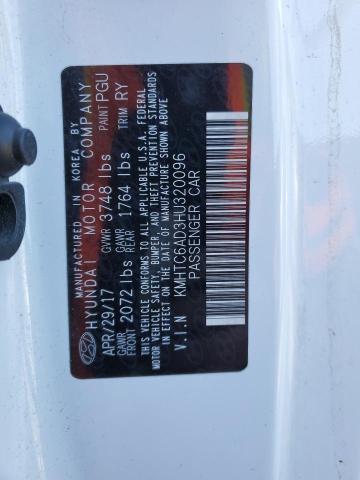 KMHTC6AD3HU320096 - 2017 HYUNDAI VELOSTER WHITE photo 12