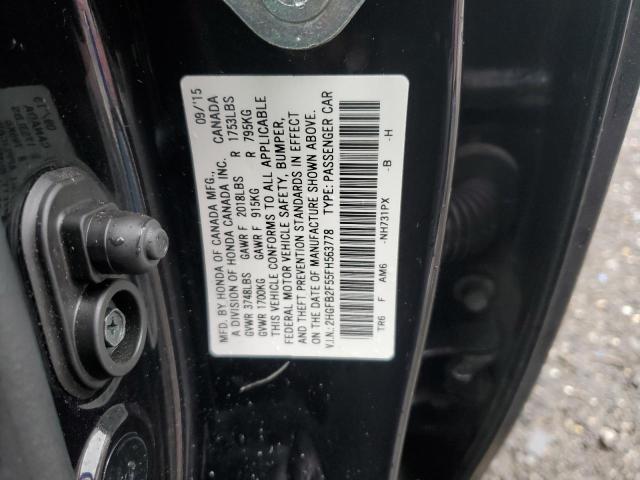 2HGFB2F55FH563778 - 2015 HONDA CIVIC LX BLACK photo 12