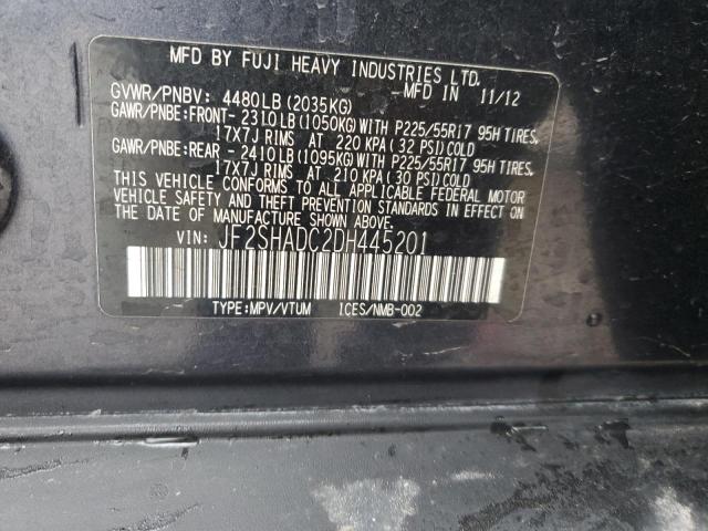 JF2SHADC2DH445201 - 2013 SUBARU FORESTER 2.5X PREMIUM BLACK photo 13