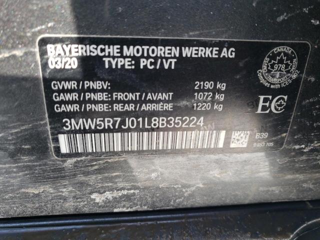 3MW5R7J01L8B35224 - 2020 BMW 330XI CHARCOAL photo 13