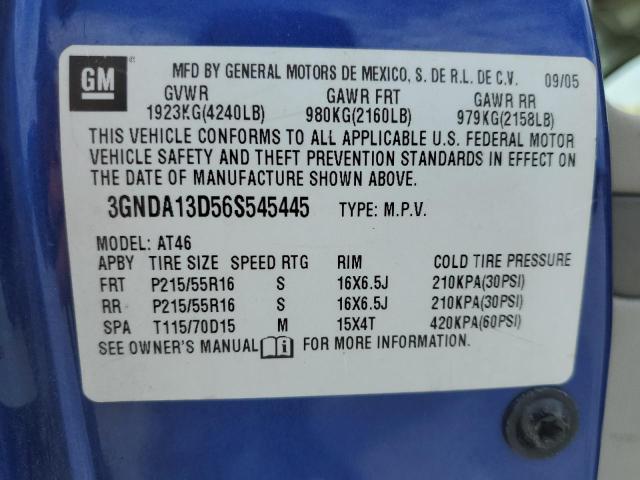 3GNDA13D56S545445 - 2006 CHEVROLET HHR LS 蓝色 照片 13