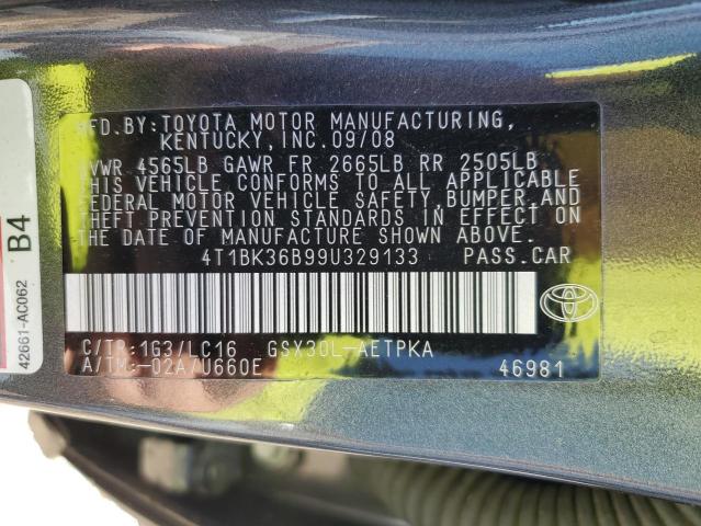 4T1BK36B99U329133 - 2009 TOYOTA AVALON XL SILVER photo 12