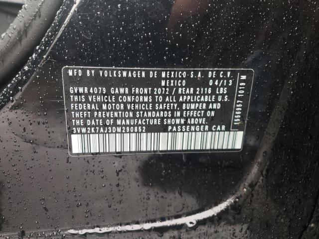 3VW2K7AJ3DM290852 - 2013 VOLKSWAGEN JETTA BASE أسود صورة 12