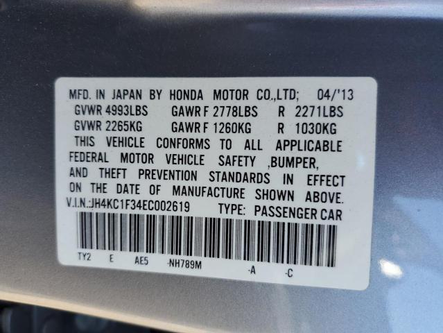 JH4KC1F34EC002619 - 2014 ACURA RLX SILVER photo 12