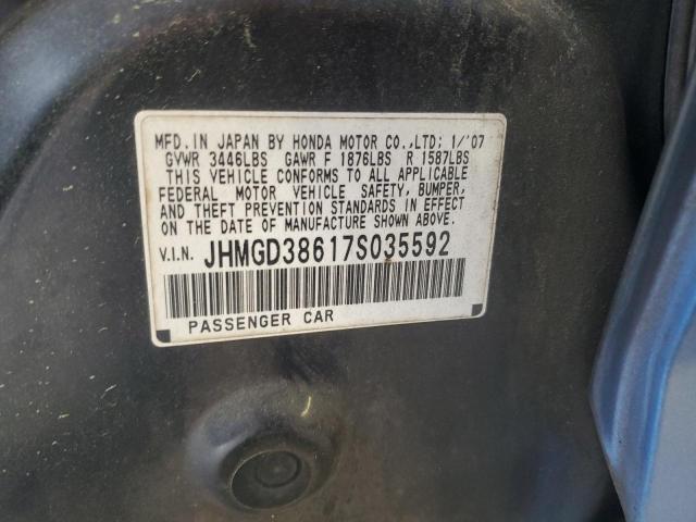 JHMGD38617S035592 - 2007 HONDA FIT S 蓝色 照片 13