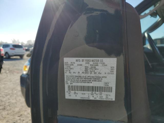 1FMCU93157KB19814 - 2007 FORD ESCAPE XLT BLACK photo 12