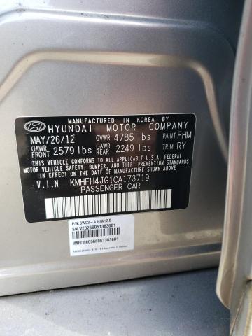 KMHFH4JG1CA173719 - 2012 HYUNDAI AZERA GLS GRAY photo 12