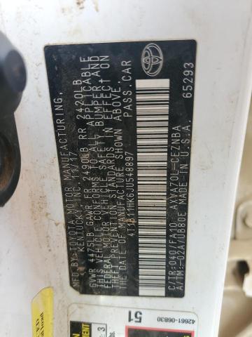 4T1B11HK6JU548897 - 2018 TOYOTA CAMRY L Ақ фото 12