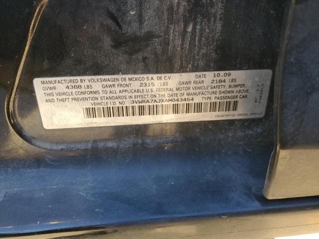 3VWRA7AJXAM043454 - 2010 VOLKSWAGEN JETTA WOLFSBURG 黑色 照片 12