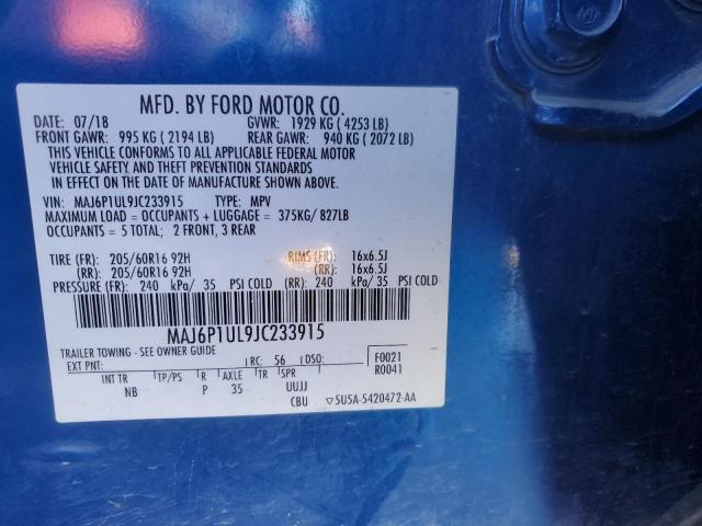 MAJ6P1UL9JC233915 - 2018 FORD ECOSPORT SE Blau Foto 13