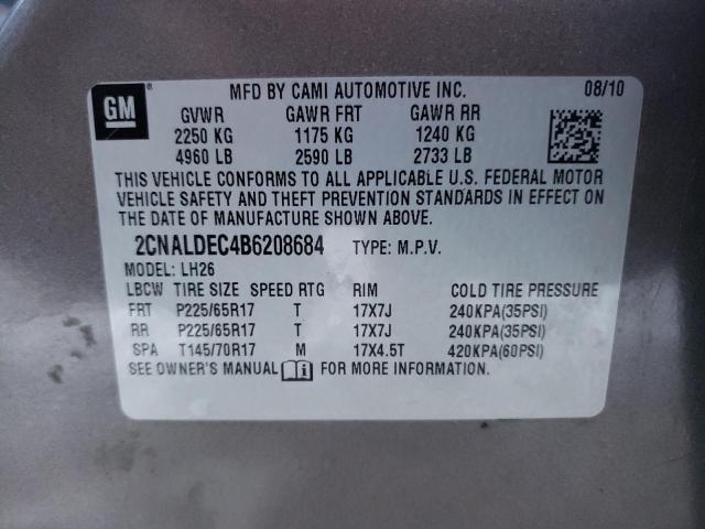 2CNALDEC4B6208684 - 2011 CHEVROLET EQUINOX LT BROWN photo 13