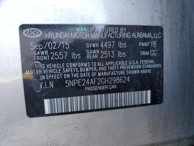 5NPE24AF2GH298624 - 2016 HYUNDAI SONATA SE GRAY photo 12