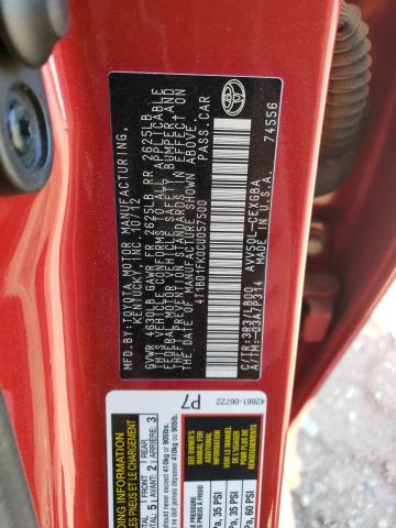 4T1BD1FK0CU057500 - 2012 TOYOTA CAMRY HYBRID RED photo 12