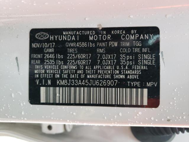 KM8J33A45JU626907 - 2018 HYUNDAI TUCSON SEL WHITE photo 14