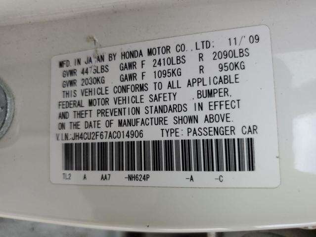 JH4CU2F67AC014906 - 2010 ACURA TSX WHITE photo 13