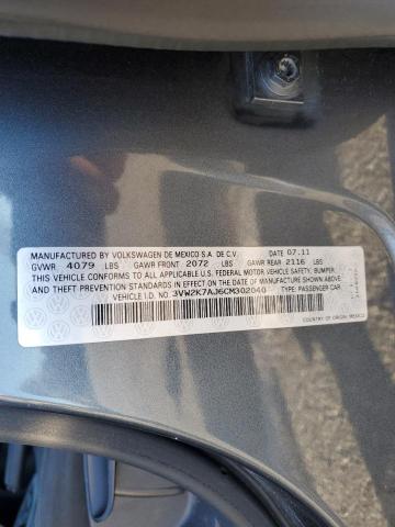 3VW2K7AJ6CM302040 - 2012 VOLKSWAGEN JETTA BASE 灰色 照片 13