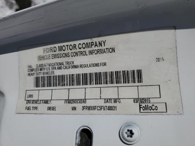 3FRWX6FC5FV748031 - 2015 FORD F650 SUPER DUTY WHITE photo 10