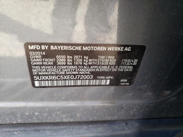 5UXKR6C5XE0J72003 - 2014 BMW X5 XDRIVE50I SILVER photo 13