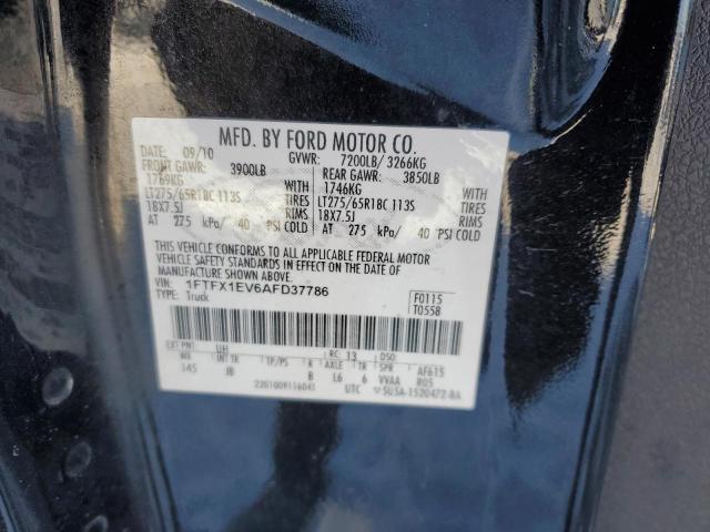 1FTFX1EV6AFD37786 - 2010 FORD F150 SUPER CAB BLACK photo 12