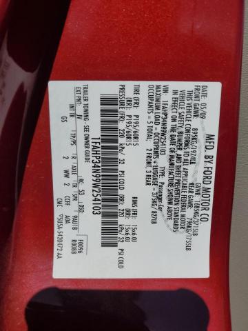 1FAHP34N99W254103 - 2009 FORD FOCUS S RED photo 12