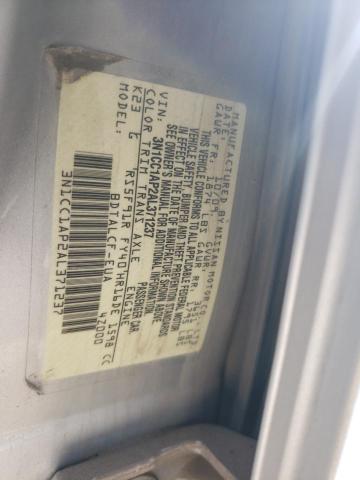 3N1CC1AP2AL371237 - 2010 NISSAN VERSA S SILVER photo 12