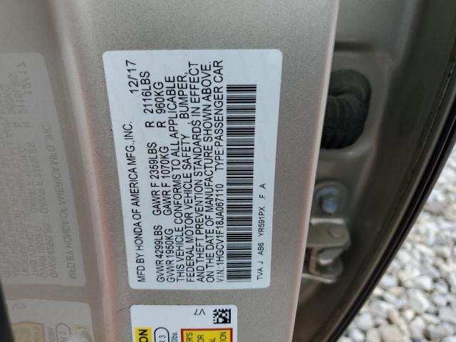 1HGCV1F18JA067110 - 2018 HONDA ACCORD LX BEIGE photo 12