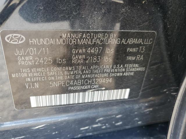 5NPEC4AB1CH329494 - 2012 HYUNDAI SONATA SE BLUE photo 12