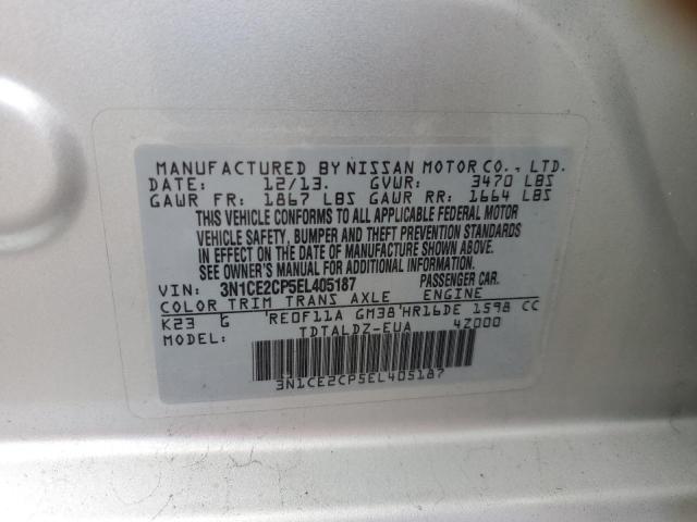 3N1CE2CP5EL405187 - 2014 NISSAN VERSA NOTE S SILVER photo 12