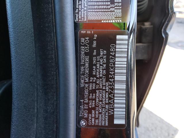 WBAAZ33434KP87480 - 2004 BMW 325 IS SULEV BLACK photo 12