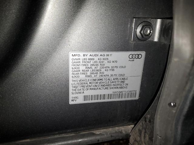 WA1VAAF70JD007712 - 2018 AUDI Q7 PRESTIGE 灰色 照片 12