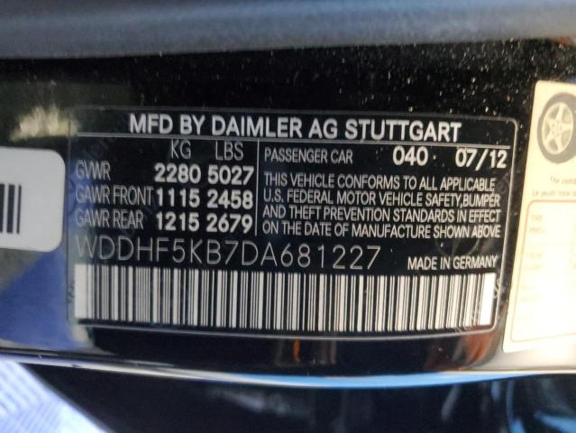 WDDHF5KB7DA681227 - 2013 MERCEDES-BENZ E 350 BLACK photo 12