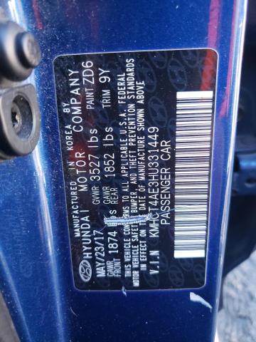 KMHCT4AE3HU331449 - 2017 HYUNDAI ACCENT SE BLUE photo 12